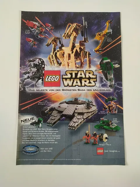 Rare Advertising Flyer Advertising Sheet LEGO Star Wars 7190 7144 7141 7134 8002 2000