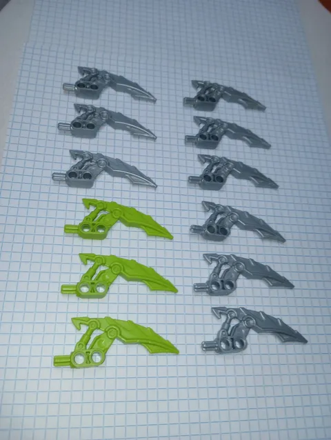 12 Bionicle Weapon Lego 57563 Lime Green and  Pearl Lt. Gray Mahri Matoran Blade