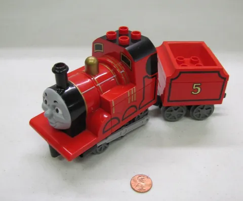 Rare LEGO Duplo THOMAS & FRIENDS JAMES RED ENGINE & TENDER Vintage Train Cars