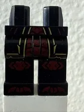 LEGO Minifigure Hips Legs Black Robe End Gold Trim Red Knee Cap Toe