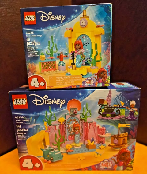 2 sets LEGO Disney Princess Ariel's Crystal Cavern and musical stage new in box