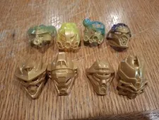 LEGO BIONICLE 2nd Generation 2016 Reboot Lot of 8 Masks / Helmets Gold