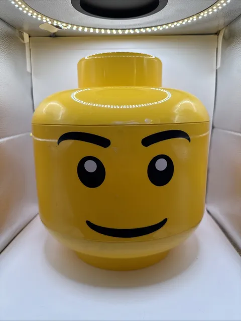 2010 LEGO Large 12" Yellow Smile Head Storage Sorter w/ 2 trays-Complete (#4032)