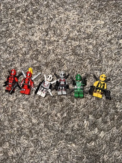 Lot of 6 Custom LEGO Minifigures Marvel Deadpool’s Green Yellow White
