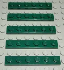 Lego Plate 1x6 Dark Green 5 Pieces