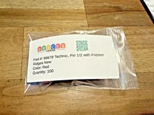 100 New Genuine LEGO Red Technic Pins 1/2 Friction Ridges 89678 Bulk Lot