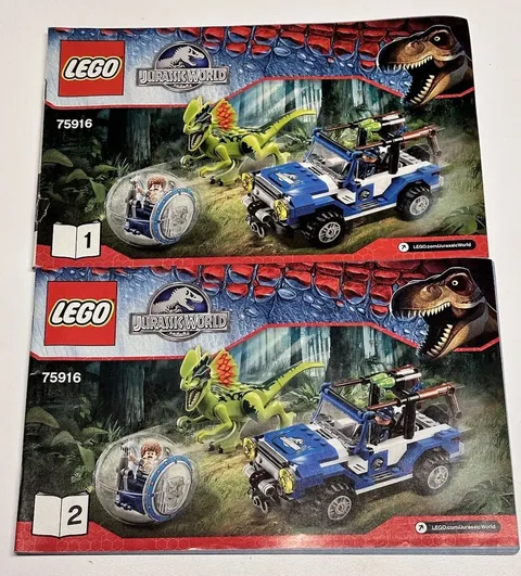 LEGO Jurassic World : 2 INSTRUCTION MANUALS ONLY : 75916 Dilophosaurus Ambush