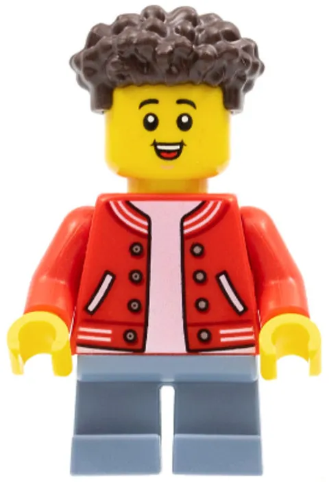 LEGO: Boy Red Jacket Striped Trim (cty1352)