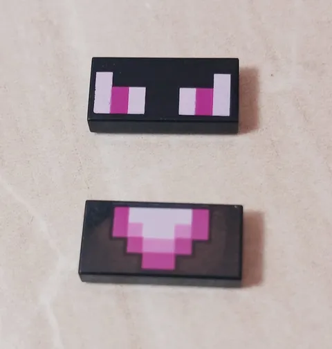 New LEGO Minecraft Dragon Eyes and Mouth Tiles Lot of 2 1x2 Pink Pixels Ghoul