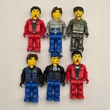 LEGO Technic 2.25" Action Figure Lot 6pc Vintage Res-Q Police Town