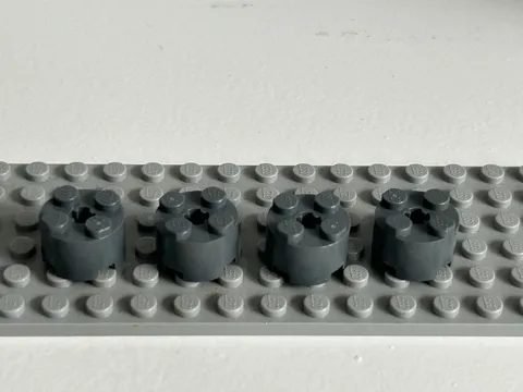 4pcs LEGO Round 2x2 with Axle Hole Dark Gray Grey