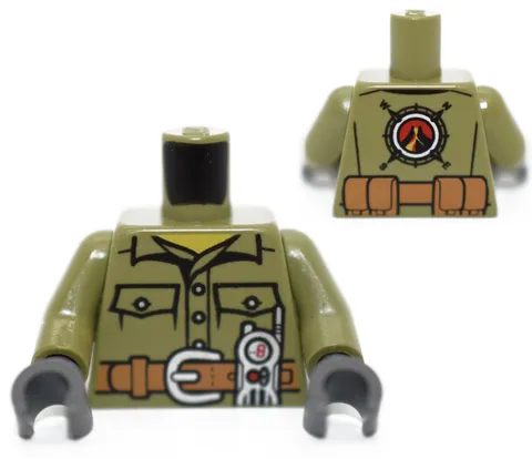 LEGO Minifigure Torso Volcano Explorer sand green radio compass belt 6151409
