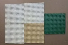 LEGO 91405  Flat Plates  5 -  16x16 Plates 3 White 1 Green & 1 Tan Lot Of 5 Read