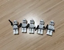 LEGO Star Wars Clone Trooper Phase 1 Minifigure (SW0201), Lot of 5 with blasters