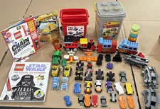Mega LEGO & Duplo 100+ PC LOT Planes Cars People Books Trains Tracks Star Wars++