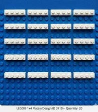 20x LEGO 1 x 4 Plate White NEW REPLACEMENT PARTS 371001 910058 TWENTY NEW
