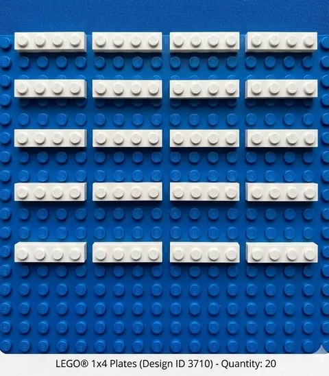 20x LEGO 1 x 4 Plate White NEW REPLACEMENT PARTS 371001 910058 TWENTY NEW