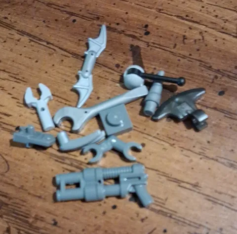 LEGO Gray/Black/White Plastic Minifigure Accessories Weapons/Tools Lot