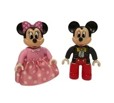 Lego Duplo Mickey Mouse Minnie Mouse Figures Pink Black Red Skirt Minifigures