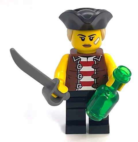 Lego Female Pirate Minifigure - Lady w/ Saber & Bottle - Coconut Cape Bricklink