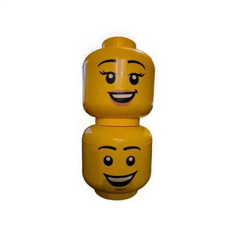 2 LEGO Large Storage Container Head, Boy, Girl