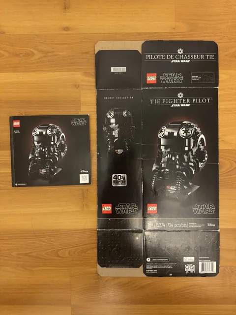 LEGO Star Wars TIE Fighter Pilot Helmet 75274 Box & Manual - EMPTY BOX