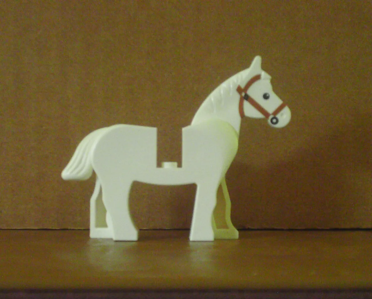 LEGO White Horse 4493c01pb04 Dark Orange Brown Bridle with Error Printing Rare