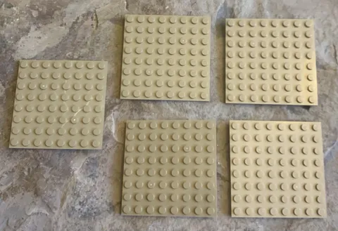 Lego 8x8 Plates. Dark Tan Brown. 5 Total.