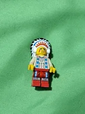 Lego Minifigure ww017 Indian Chief 1 Big Chief Rattle Snake Western Indians Rare