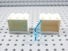 LEGO Lot of 2 White 2x3x2 Cabinet Container w/ Trans Light Blue Door Minifig BI
