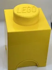 Genuine Complete Lego Corp Storage Cube Brick 1 Knob 4001 Yellow
