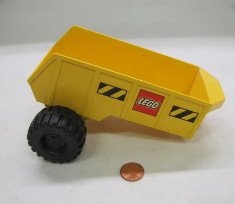 Vtg Lego Duplo Large Yellow Construction Dump Truck Trailer Part Big Wheels Tire