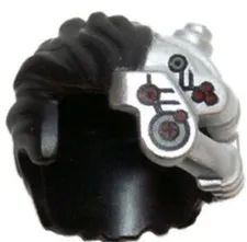 LEGO Ninjago Minifig, Headgear w/ Silver Robot Components and Eyepiece Black 1