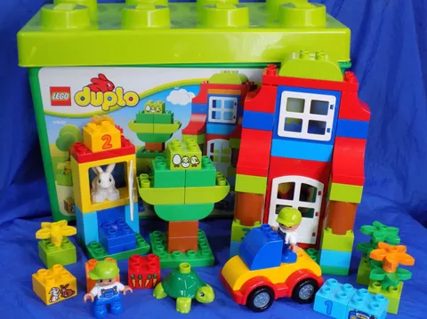 LEGO DUPLO 10580 Deluxe Box of FUN 4 Figures Windows/Doors Picture Blocks in BIN