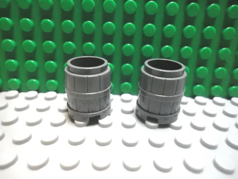 Lego 2 Dark Bluish Gray 2x2x2 barrel storage container NEW