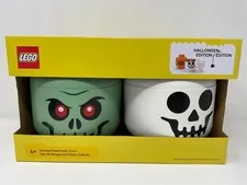 Lego Halloween Limited Edition Storage Heads Small 2 Piece Zombie Skeleton - NEW
