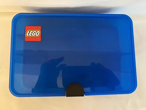 LEGO Sorting Box to Go Travel Case Organizing Dividers Transparent Blue Room Cop