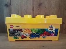 Yellow Lego Classic Medium Creative Brick Box 10696 Plastic Bin EUC