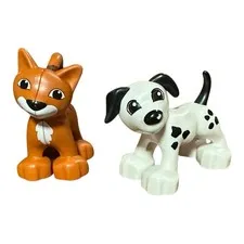 Lego Duplo DALMATIAN DOG & ORANGE BROWN CAT Replacement Figure Set 10570 Retired