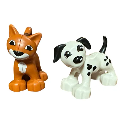 Lego Duplo DALMATIAN DOG & ORANGE BROWN CAT Replacement Figure Set 10570 Retired
