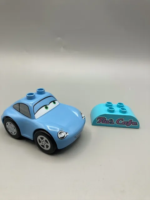 Lego Duplo Disney Cars Sally Carrera Blue Car Figure + Flo’s Cafe Sign