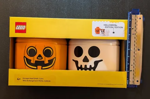 LEGO Storage Head Small, 2 pcs. Halloween Edition - Orange & White - NIB