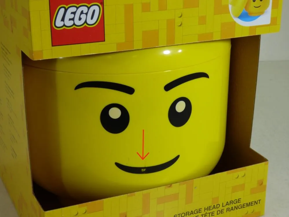 LEGO Storage Products: 40320812 Large Head Yellow - Boy NEW *Damaged Product*