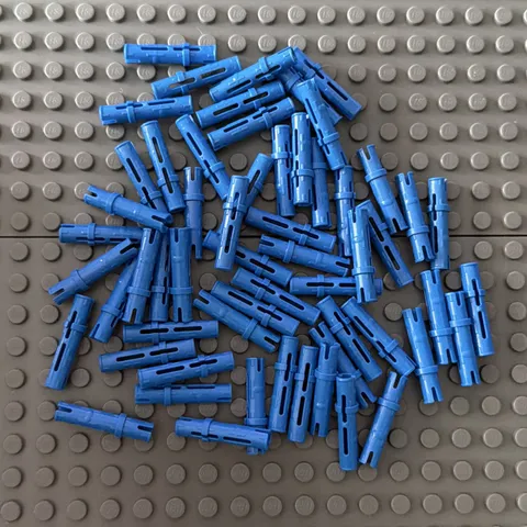 Lego Lot Blue 6558 Technic Pin Long with Friction Ridges Lengthwise, 2 Center Sl