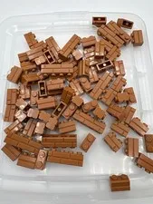 LEGO Bulk lot of 80 Medium Nougat 1x2 & 1x4 masonry bricks castle city building