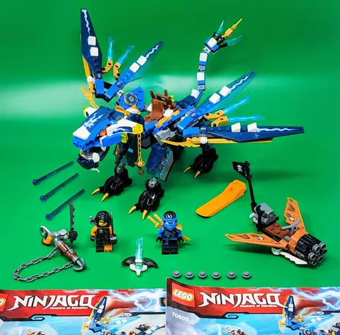 LEGO NINJAGO Jay's Elemental Dragon 70602 100% Complete w/ Minifigures & Manuals