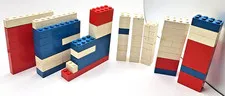 Vintage 70s Lego Bricks Red White Blue 70+ blocks 6x2 2x2 8x2 8x1