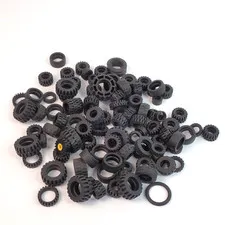 Lego Parts BLACK Bulk Lot Tires 8.5 oz Assorted 100 Pieces