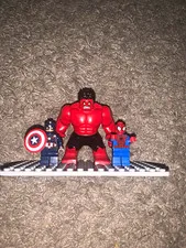 LEGO Marvel Minifigure Lot w/ Spider-Man, Captain America Shield & Red Hulk