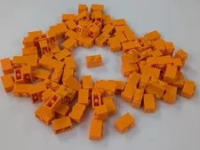 Lego x100 New Orange Brick 1 x 2 # 3004 Lot MOC Parts Bulk